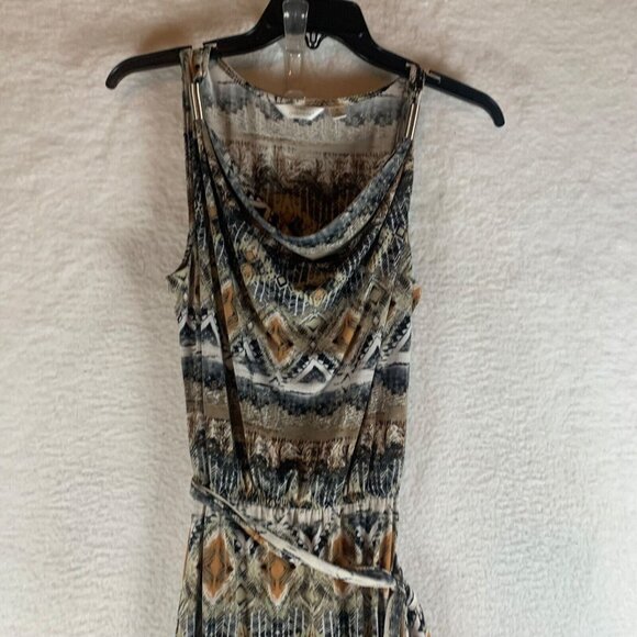 Mlle Gabrielle Women's Geometrical Pattern Cowl Neck Maxi Dress Multi Sz S 10061 - Picture 3 of 13